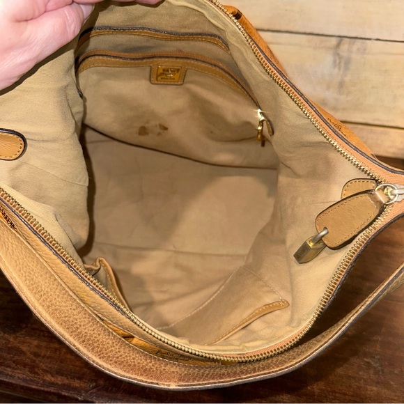 MCM Cognac Logo Visetos Shoulder Hobo Bag - Picture 7 of 16